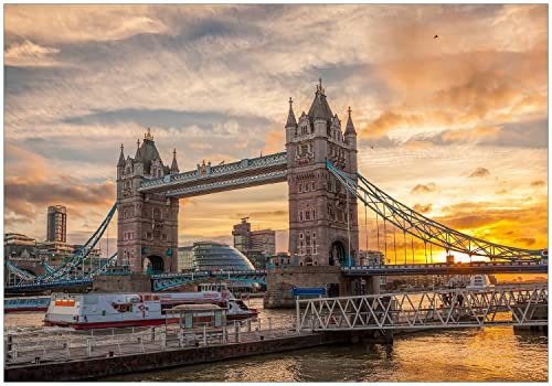 Wallario Vliestapete Fototapete Tower Bridge - London bei Sonnenuntergang - Wandtapete Größe: 200 x 140 cm