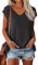 OLIPHEE Camiseta Basica Mujer Verano Mangas Cortas Camiseta Elegante Blusas Casual Toppar T-Shirt Basica Negro M