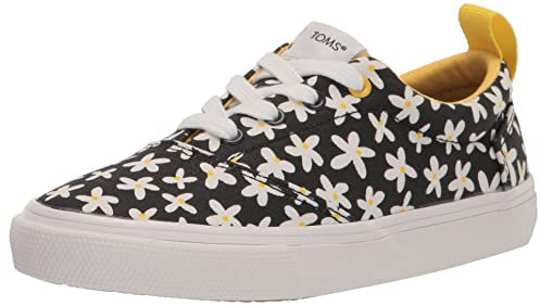 TOMS Youth Girl's Alpargata Fenix Lace-Up Sneaker, Black Sun Daisies, 13 UK