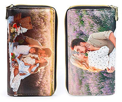 kaululu Personalisiert Geldbörse mit Foto Geldbörse Damen Leder Kleines Portemonnaie Damen Weihnachten Muttertag Personalisiert Foto Geschenk für sie Mutter und Tochter