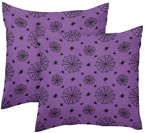 Halloween Spinne & Spinnennetz, 2 Stück, quadratisch, dekorativer weicher Samt-Kissenbezug für Couch, Sofa, Bett, Auto, Wohnzimmer, 40 x 40 cm
