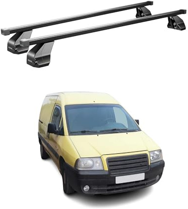 OMAC Menabo Dachträger für Citroen Jumpy 1995-2006 Stahl Schwarz | DIN 75302:2019 & ISO/PAS 11154:2006 geprüft, Abschließbar, City-Crash-getestet, bis 75 kg Traglast, Querträger, Grundträger