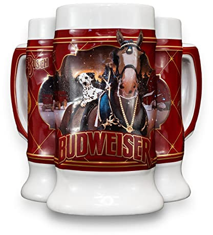 Budweiser 2022 Limited Edition Collectors SERIES #43 Clydesdale Holiday Stein - Ceramic Beer Mug for Men, Father, Husband - Collectable Room Decor for Den, Man Cave, Home Bar