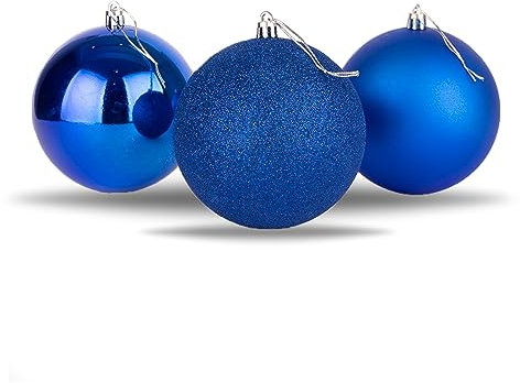 10cm/3Pcs Christmas Baubles Shatterproof Blue, Christmas Tree Decorations Ball Ornaments Balls Xmas Hanging Decorations Holiday Decor - Shiny,Matte,Glitter