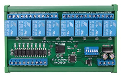 Peukerty DC 24V 8 RS485 Relais Board Modbus RTU UART Fernbedienung Schalter DIN35 Schienenkasten für Automatisierungssteuerung