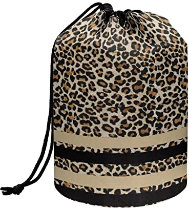 COEQINE Make-up-Taschen mit Kordelzug, große Kapazität, Kosmetiktasche für Damen, Kulturbeutel, Modischer Leopardenmuster