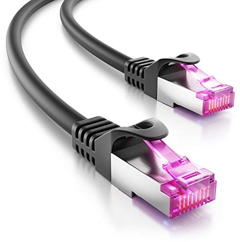 deleyCON 15m CAT7 Outdoor Cable de Red Cable de Conexión - S/FTP 600 MHz 10 Gbit/s AWG 26 Cobre CU - Para Exteriores Extremadamente Resistente a la Intemperie y a los Rayos UV - Negro
