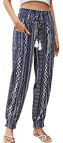 GFPGNDFHG Damen Taschen Groß Jilly Mode Damen Hose 3/4 Damen Lässige Baumwolltaille, gerade Hose, hohe Damen, Langer Druck, lose mit Taschen, Hose, Damen-Freizeithose Beachvolleyball Hose Damen