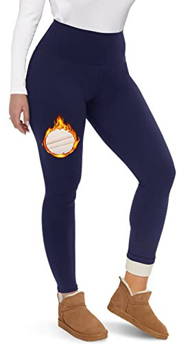 CAMPSNAIL Fleece-gefütterte Leggings für Damen, dick, weich, hohe Taille, schwarz, Bauchkontrolle, thermische warme Samthose, für kalte Winter