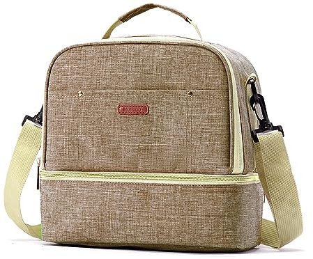 Breast Pump Bag Cooler Compartment for Breast Pump - Cooler and Moistureproof Bag Double Layer for Mother Breast Milk Pump Lunch Bag Outdoor Working (Khaki)
