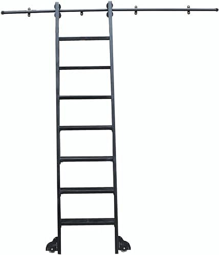 Kit di ferramenta per scaletta per Binario Rotondo Nero 200 cm 300 cm 400 cm 600 cm Kit di binari per Scale mobili per libreria Scorrevole con Ruote a rulli da Pavimento (Senza Sca