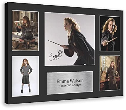 MAHWER Emma Watson, Harry Potter, Hermine Granger signiertes Poster, Leinwandposter, Wandkunst, Dekordruck, Bild Gemälde für Wohnzimmer, Schlafzimmer, Dekoration, Rahmen-Stil, 30 x 45 cm