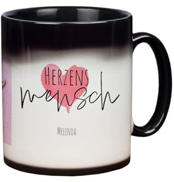 ORWONet personalisierte Zaubertasse mit Foto | 330 ml Zaubertasse gestalten | Farbwechseltasse: Foto wird durch Heißgetränk sichtbar | Magic Mug aus Keramik (Herzensmensch, innen schwarz)
