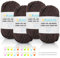 Katech Häkelgarn für Anfänger, 1-Wollstrang Kein Geteiltes Wolle zum Häkeln von Tier Untersetzer, Häkel- & Strickgarn, Dicke Wolle zum Stricken, 4 * 50g Dickes Garn Baumwolle zum Häkeln, Kaffeebraun