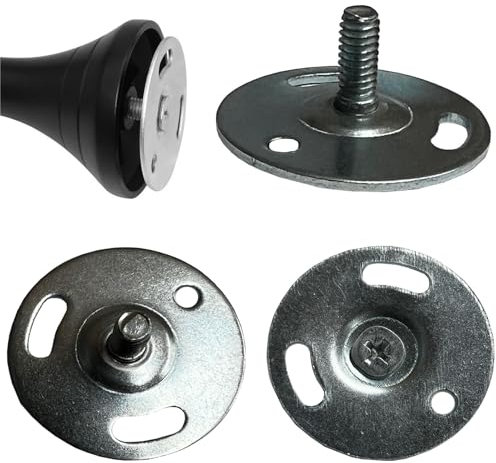 40mm Diameter Replacement Metal Screw Round Base Curtain Pole Fixing Wall Mounted Back Plate Bracket Pipe Rod Repair Connector Fix Plates Walls Mount (1 Plate Only)