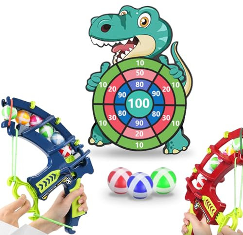 OBEST Tiro al Bersaglio Bambini Gioco,Arco e Frecce per Bambini Velcro di Dinosauro Giochi di Tiro con 24 Palline Adesive, Bambini 3 4 5 6 7 8 Anni Gioco Interno Esterno Regalo Natale Ragazzo Bimbo