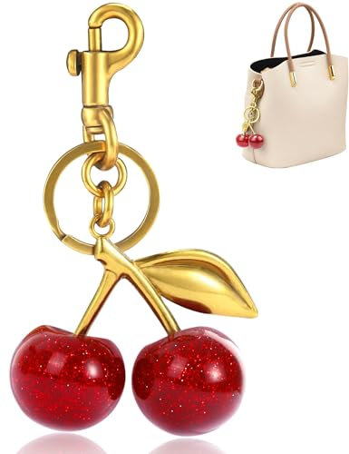 Kabwea Glitzer Kirsche TaschenanhäNger, SchlüSselanhäNger Damen, TaschenanhäNger, Keychain, Accessories, Lucky Charms, SchlüSselband, Coach Bag, Bag Charms