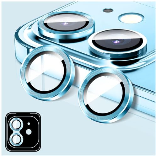 LucBuy Protezione per Obiettivo Della Fotocamera Compatibile con iPhone 11, Protezione per Schermo in vetro Temperato HD per Fotocamera, Anelli Metallici ad Allineamento Automatico