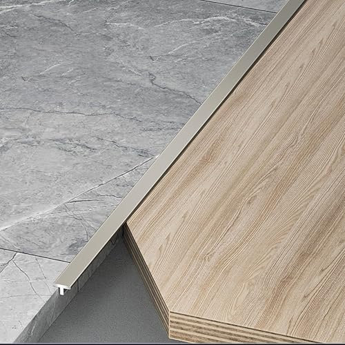 Raouoae Übergangsprofil T-Profil Ausgleichsprofil Aluminium Eloxiert Übergangsschiene 3 Stück 100cm Flach Ausgleichsprofil Abschlussleiste Für Fliesen Laminat/Parkett(High-End-Grau,Breite: 4mm)