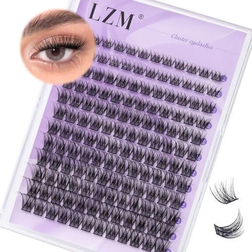 LZM Faux Cils Individuel - 144Pcs Extension Cils 8-16mm D Curl Faux Cils Naturel Bande Mince Extension De Cils Individuels Réutilisable Cluster Lashes Individual Eyelashes (GS49-D-MIX)