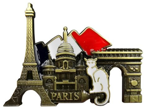 Paris Retro Kitchen Magnets - Paris Retro Fridge Stickers, Vintage Paris Souvenir Metal | Paris Metal Fridge Magnets with Creative Landscape Design,