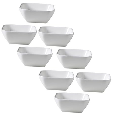 AUTSUPPL 8piezas Cuencos Cuadrados De Cerámica Para Salsas Platos Multipropósito Para Condimentos Aptos Para Uso Doméstico y Catering Almacenamiento Compacto y Funcional Para Especias