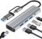 Adaptateur USB Ethernet, 5 en 2 Hub/Adaptateur USB C avec RJ45 Ethernet 1000 Mbit/s avec 3 U-SB 3.0, U-S-B C Port, U-S-B Type-C vers E-thernet pour Windows XP/Mac/Linux/Chromebook