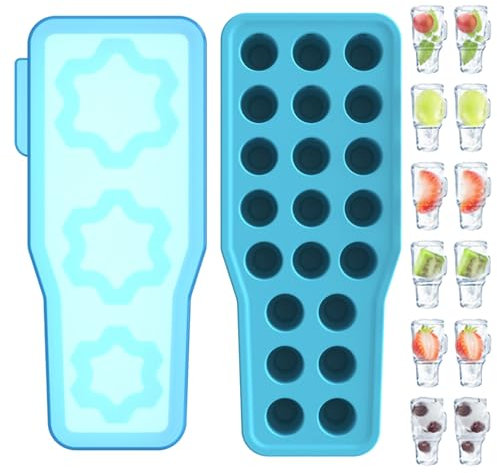 Ice Cube Tray for Stanley Cup, Silicone Ice Cube Molds With Lid for Tumbler, for Chilling Whiskey, Cocktails, Drinks, Coffee, Easy Fill and Release Ice Maker, BPA Free (blue)