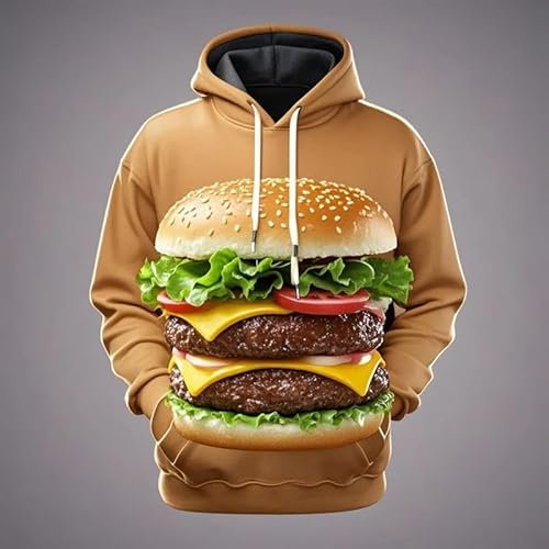 MERVOS 3D Printed Steak Salad Fries Hoodie Männer Frauen Casual Pullover Sweatshirt Schmuck