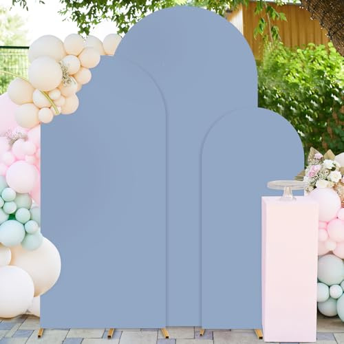 FUHSY Lot de 3 housses de support pour arche de mariage - 1,2 m, 1,5 m, 1,8 m - En élasthanne - Pour fête prénatale, fête d'anniversaire, cadre de ballons - Bleu poudré