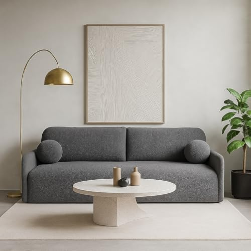 Dekori Möbel Schlafsofa Glori 206x87 cm mit Schlaffunktion und Bettkasten, komfortabel Sofa mit MOS System (Quelle 92 (Grau))