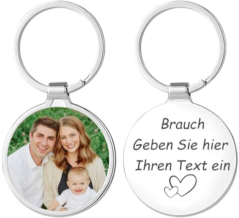 Schlüsselanhänger mit Foto Personalisierter Schlüsselanhängers Gravur Text Foto Schlüsselanhänger Foto Personalisierte Geschenke Geeignet für Männer Frauen Väter Freunde