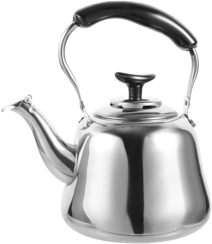 STOBAZA Teekessel Aus Edelstahl Mit Pfeife Wasserkessel 1 Liter Mit Filtersieb Für Gasherd Und Induktionsherd Für Tee Kaffee Und Zu Hause Camping
