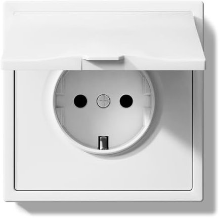 BSEED Enchufe Empotrado 1 Gang con Tapa Impermeable, Enchufes Exterior con Marco de PC, Enchufe de Pared con Garras para Cuartos Húmedos como Baños, 80 * 80mm Blanco