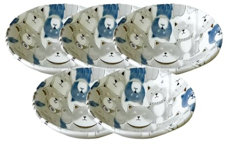 Starry Mart AWASAKA Table Talk Presents Japanese Small Bowl – Shiba Inu Design Ø16cm | H4cm – Set of 5 – Microwave & Dishwasher Safe – Made in Japan Ceramic Bowl Set – Housewarming Gift