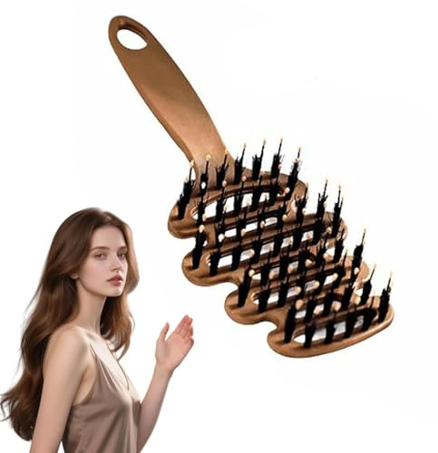 Volumen Bürste mit Borsten, Wildschweinborsten Bürste, Haarbürste Toupierbürste, Volumenbürste Feines Haar für Volumen und Glanz, Rundhaarbürste, Stylingbürste für Frauen und Männer