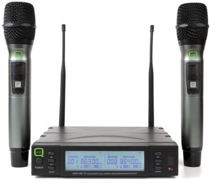 Q audio QWM 1960 V2 HH UHF Dual Channel True Diversity Wireless Microphone System (Channel 70)