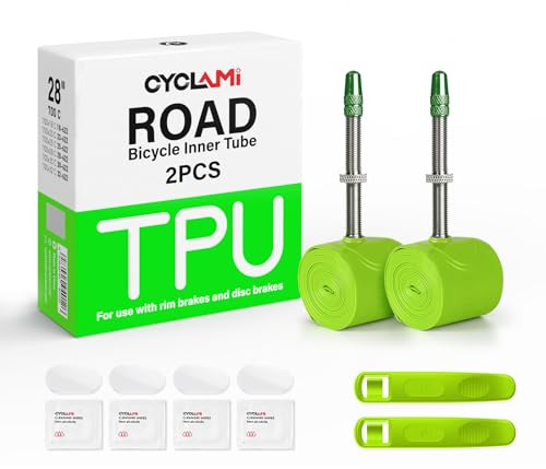 CYCLAMI 1/2er-Pack TPU Schlauch Rennrad für 700 x 23/25/28/30/32c,TPU-Schlauch 28 Zoll Ultraleichter 38g,Metallventil :45/60/80MM