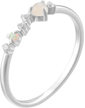 Epinki PT950 Platin Eheringe, Zierlich Partnerringe mit Opal, Hochzeitsring Platin Moissanit Echte Goldschmuck, Gr.62 (19.7)