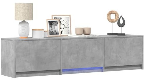 vidaXL Fernsehschrank mit LED Betongrau 165 x 34 x 40 cm Holzwerkstoff, Wohnzimmer Schrank, Moderne Medienkonsole, TV-Regal, Holzregale, LED-Möbel, zeitgemäße Aufbewahrungslösung