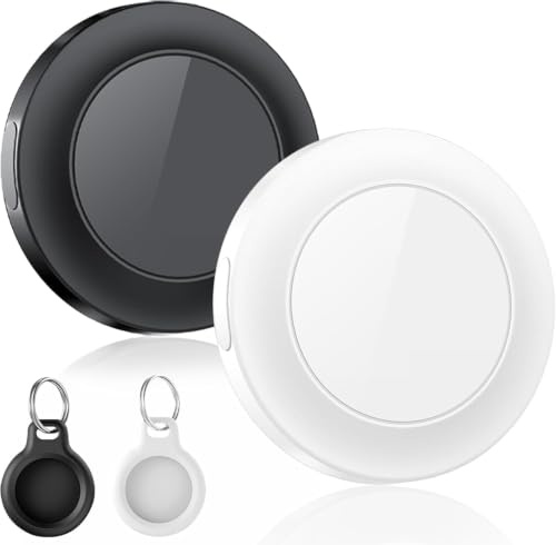 Air Tracker Tag-2 Piece, Koffer Tracker kompatibel mit Apple Wo ist APP (nur iOS), Schlüsselfinder für Schlüssel, Gepäck, Brieftasche, Koffer, IP67 wasserdicht, Schwarz & Weiße