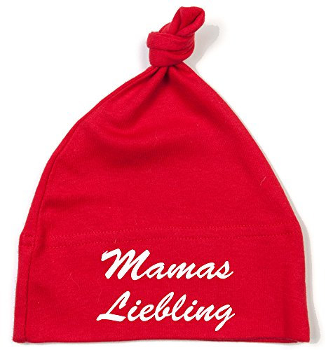 Schnoschi Babymütze in rot mit Mamas Liebling hochwertig Bestickt/gestickt