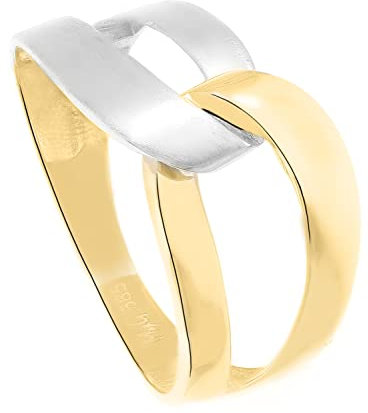My Gold Damen Ring Gold 585 Echtes Gelbgold Weissgold (14 Karat) Ohne Stein Gr. 56 Damenringe Illos R-07930-G463-W56