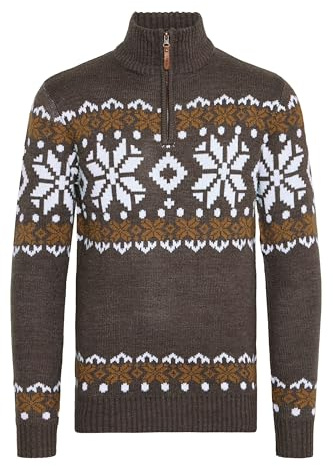 !Solid SDNorwin Herren Strickpullover Troyer Grobstrick Pullover mit Stehkragen Regular fit, Größe:XL, Farbe:Coffee Bean Melange (8973)