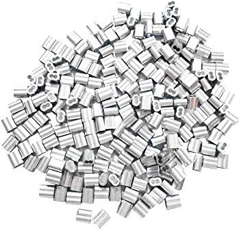 100pcs 1.0 mm Aluminum Wire Crimping Loop Sleeve Double Ferrules Type for Wire Cable Rope Photo Hanging