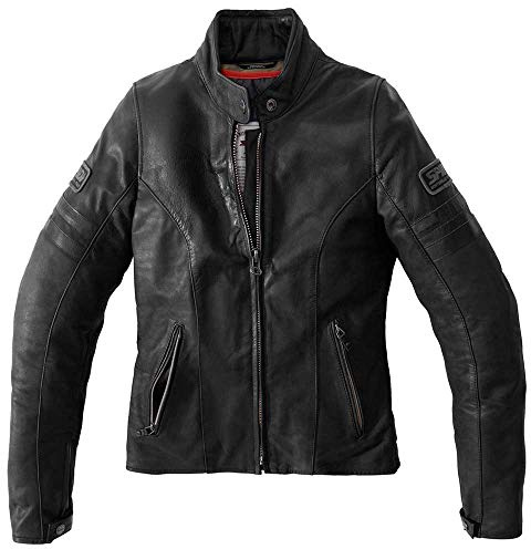 SPIDI Vintage Damen Motorrad Lederjacke, schwarz, 48