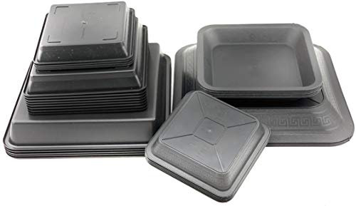 IVORYS-GARDEN 5-STK Viereckiger Profi-Topf-Untersetzer Außen-Maß 18x18-cm Höhe 3-cm & Innenmaß 15,5x15,5cm PP Kunststoff Pflanz-Schale Vier-Kant 4-Kant für 5-7-L und Kleiner