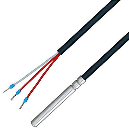 iOVEO 035HP01302 - PT100-3-Leiter Temperaturfühler/Temperatursonde mit PVC-Leitung bis 105°C, 2 Meter