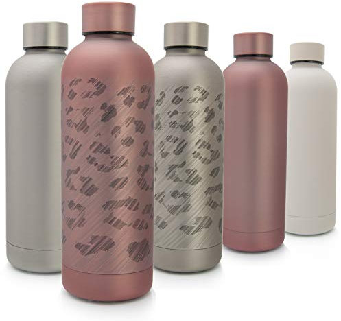 T&N Edelstahl Trinkflasche 500ml – Thermosflasche für Büro – auslaufsichere Wasserflasche für Kohlensäure – Thermoskanne unterwegs – Isolierflasche Tee. Kaffee – Roségold | Jungle Edition