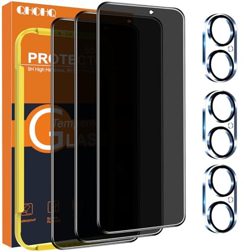 QHOHQ für iPhone 8/Samsung Galaxy A52 für Panzerglas Sichtschutz + Kamera Schutzfolie, Militärstandard Bruchfest, [Full Screen], Ultra Top 9H+ Glas, Anti-Kratzer, mit Installationshilfe [2+2 Stück]